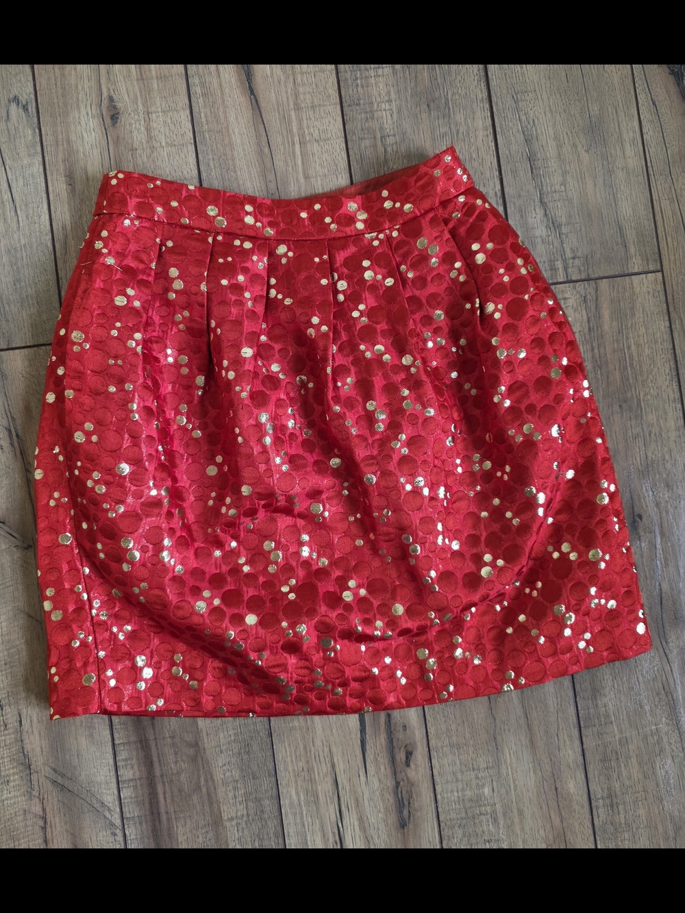 Anthropologie Lauren Moffatt Red Gold Bubble Women's Holiday Event Skirt sz 4